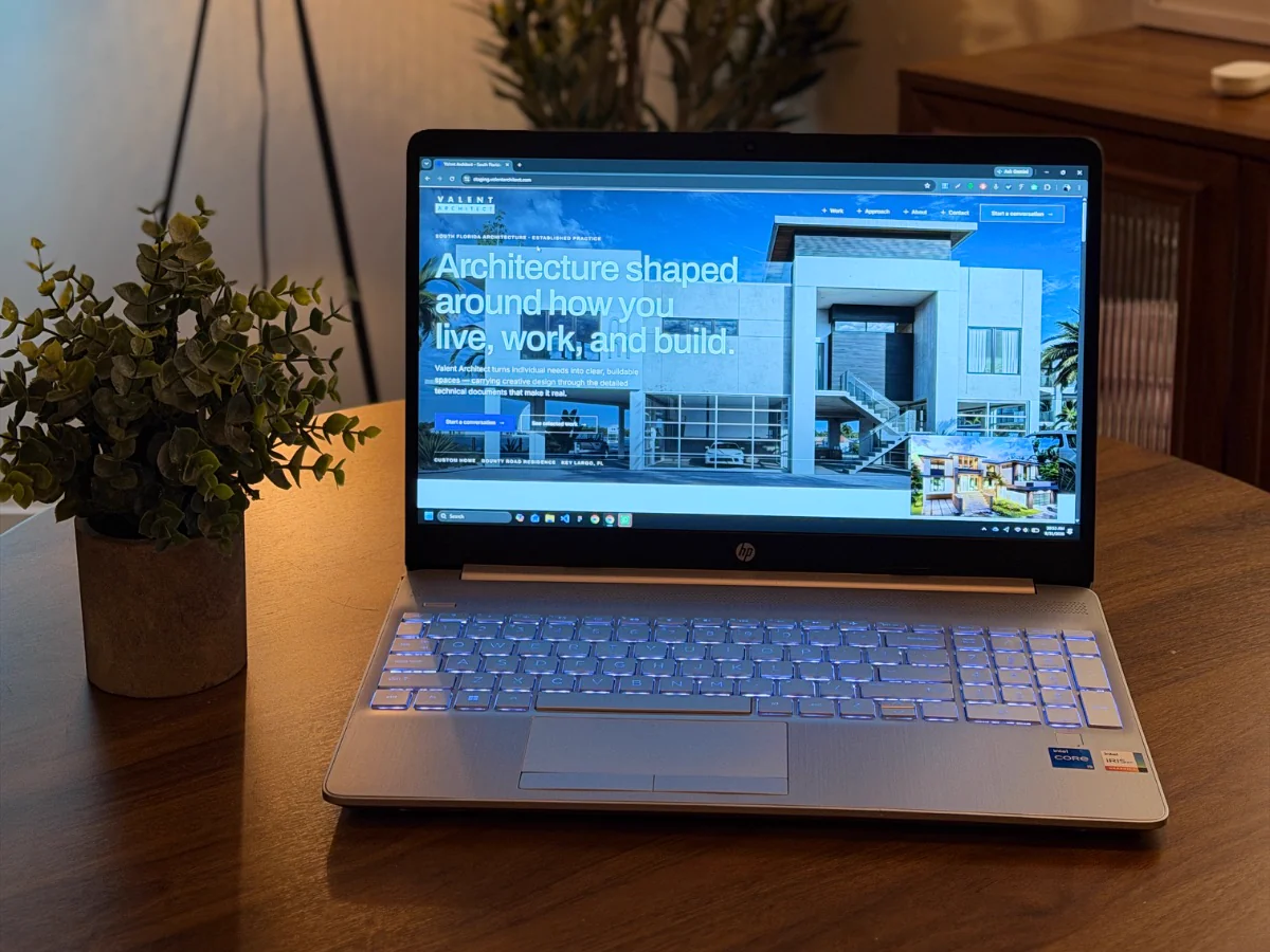 A finished website open on a laptop
