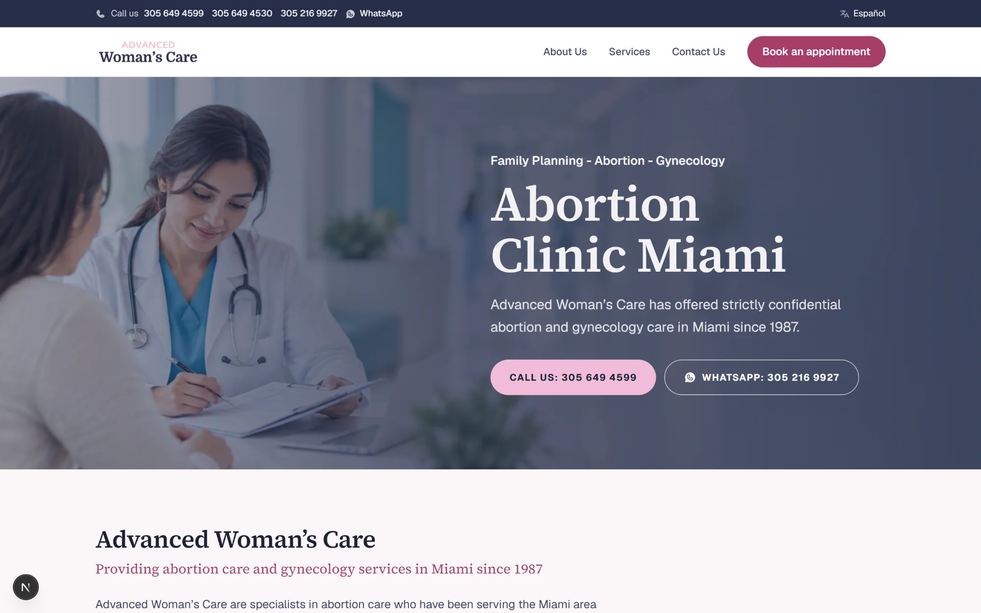 Advanced Woman’s Care homepage