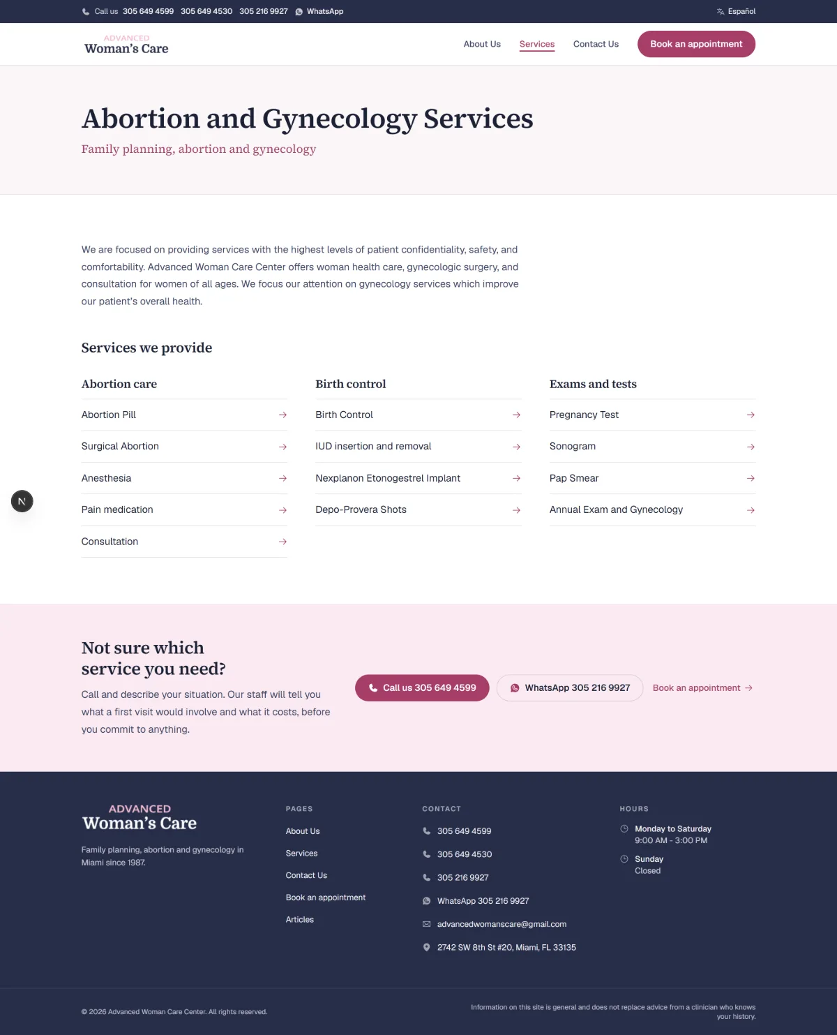 Services page, full length