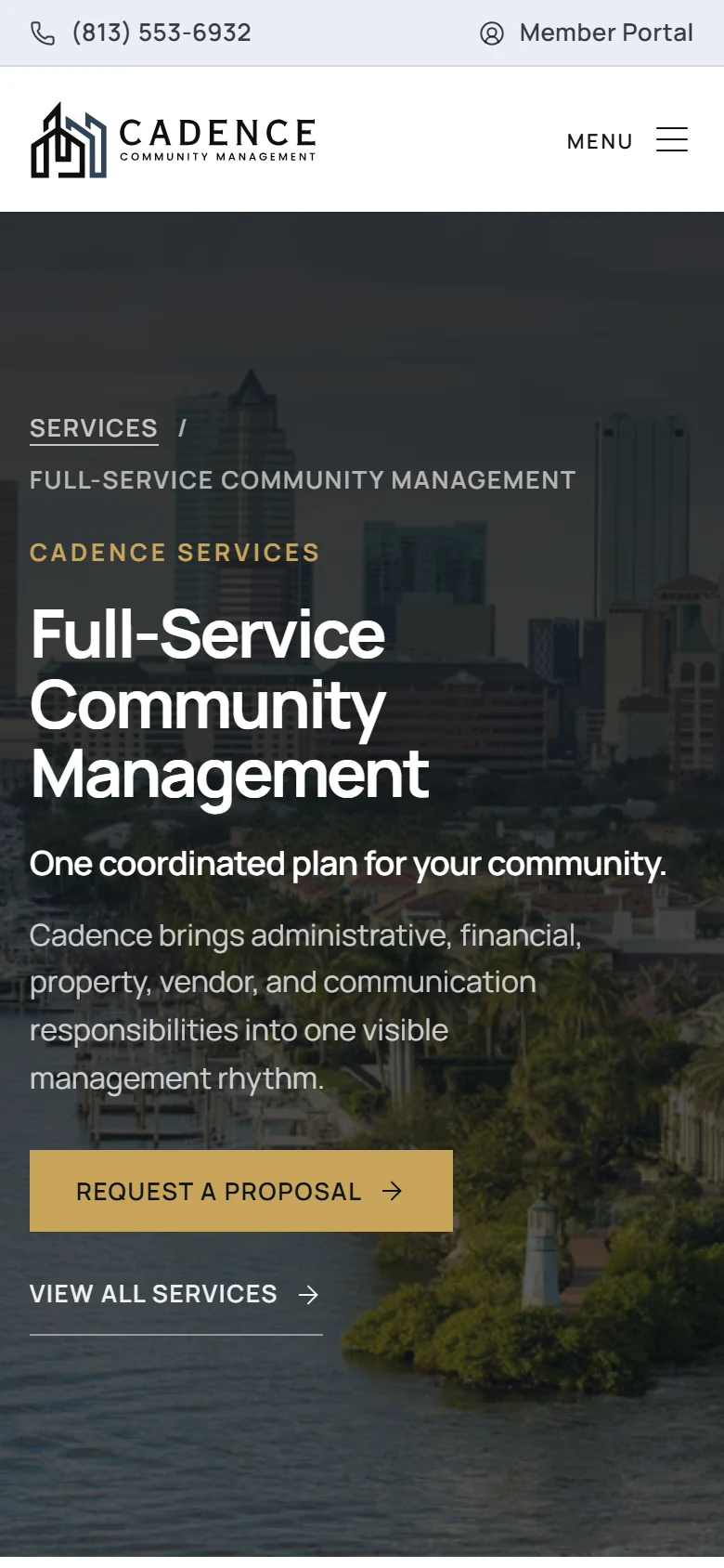 Full service page on a phone
