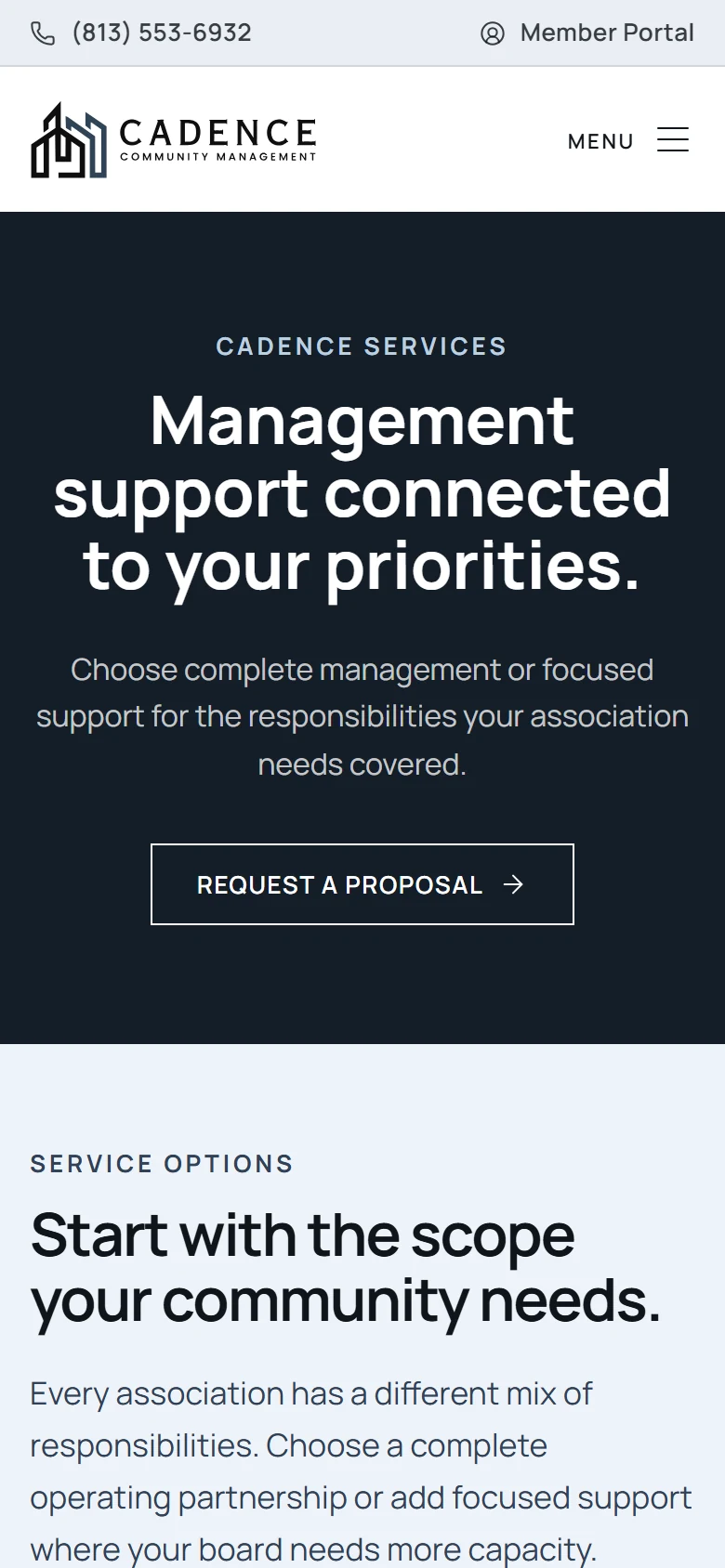 Services page on a phone