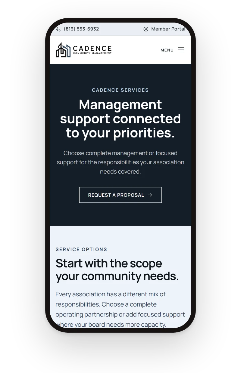 Services page on a phone