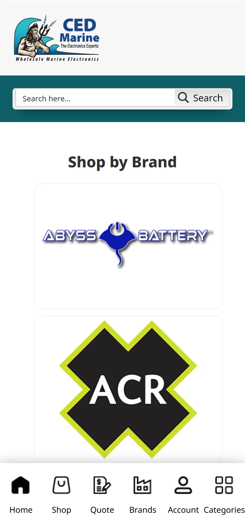 Brands page on a phone