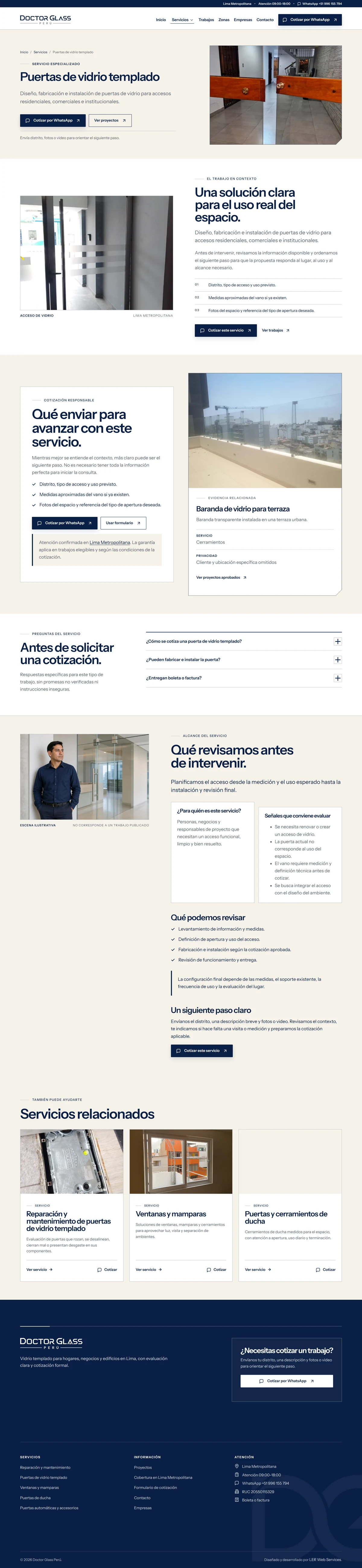 Tempered-glass doors page, full length