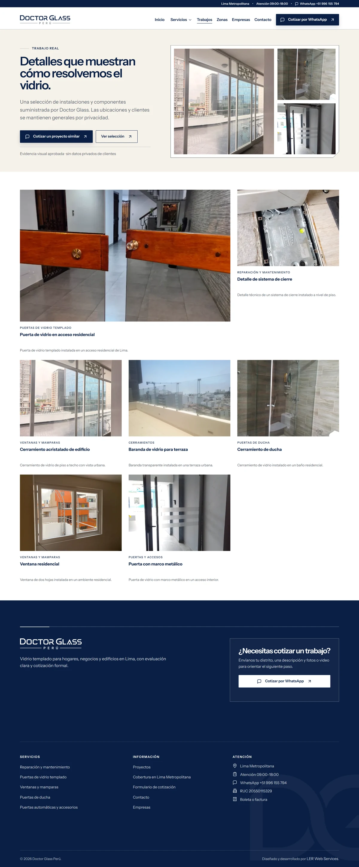 Projects page, full length