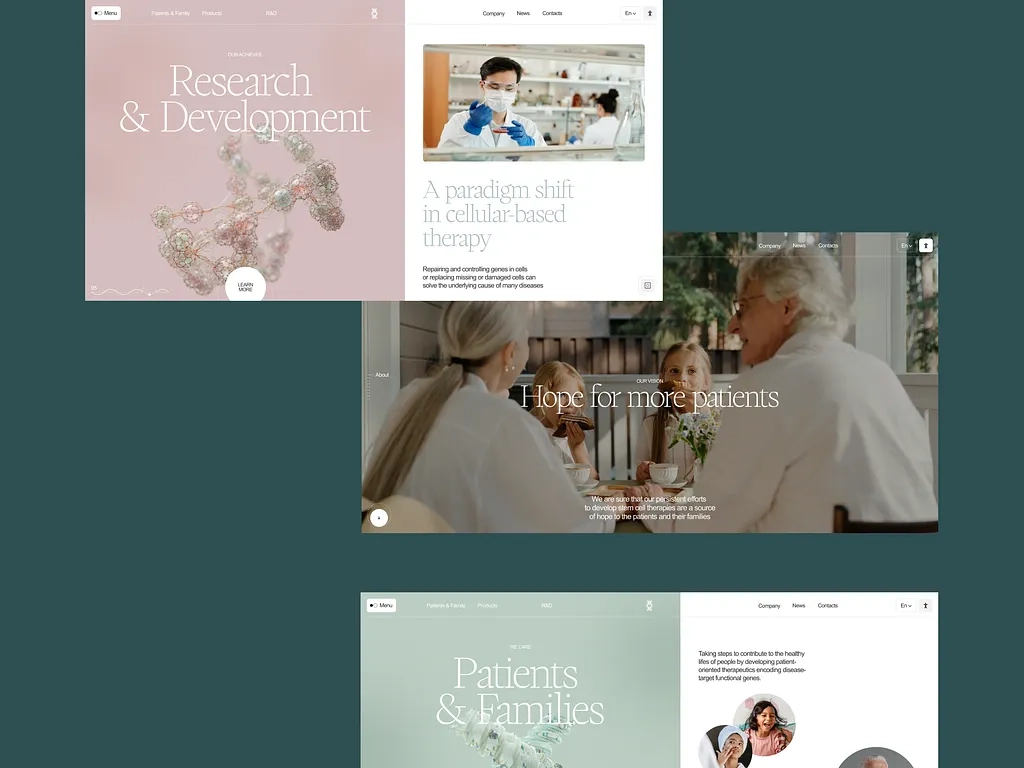 Website layout showing various sections of Helixwell’s homepage