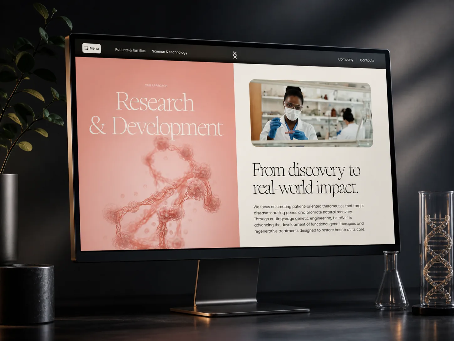 HelixWell research and development section displayed on a desktop monitor
