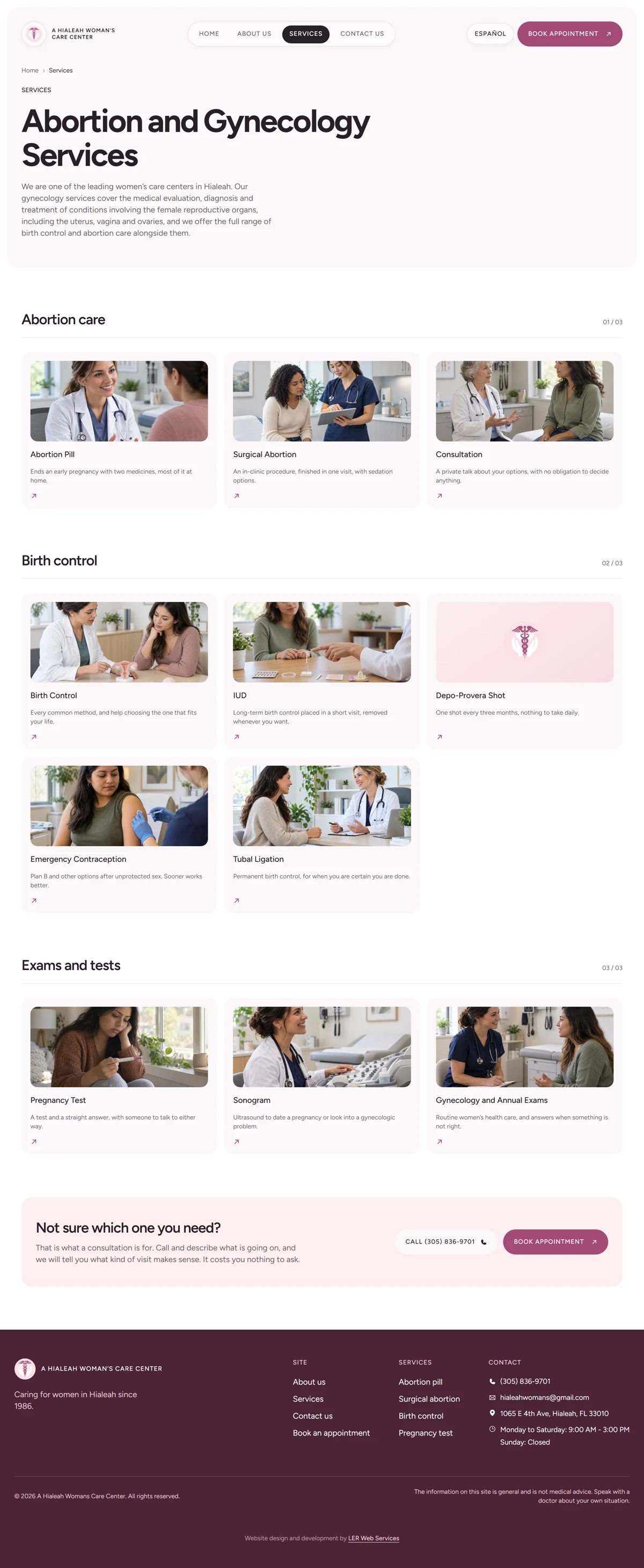 Página de servicios, completa
