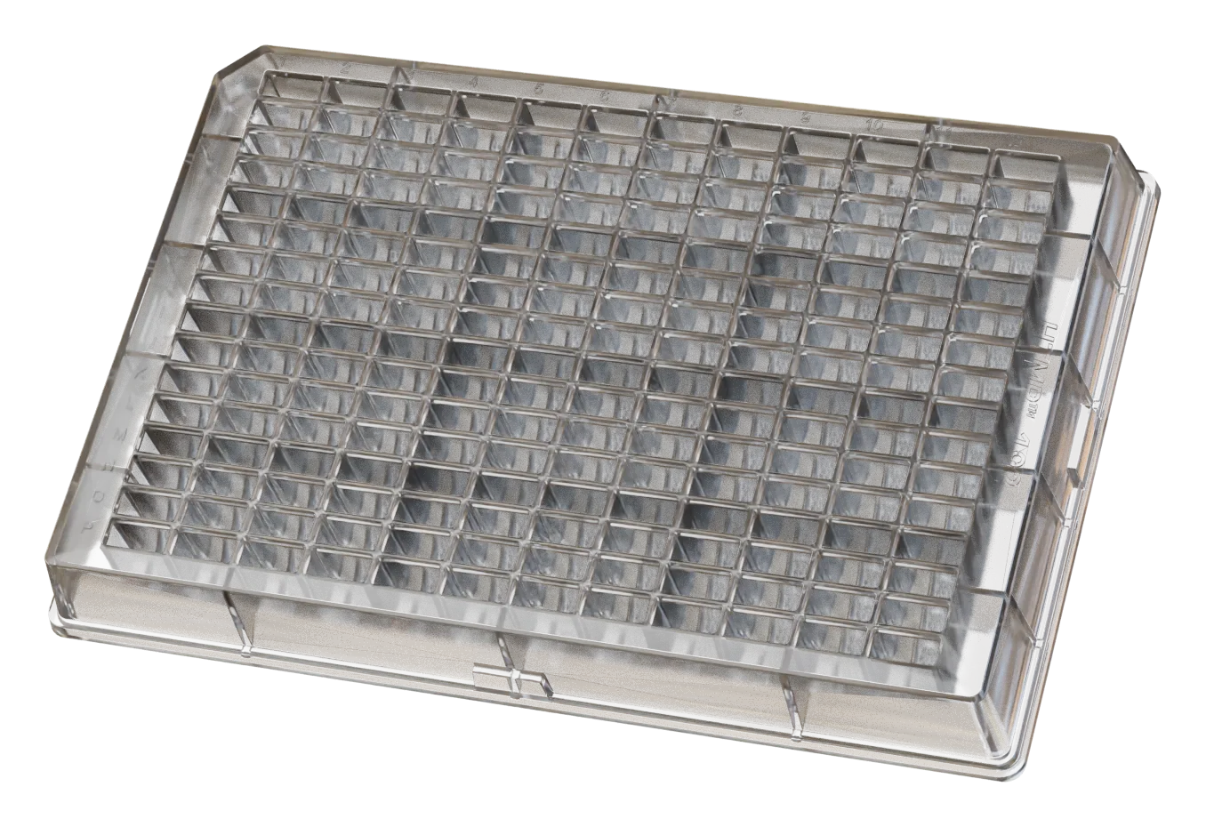 La microplaca HTMP 192, renderizada en poliestireno transparente