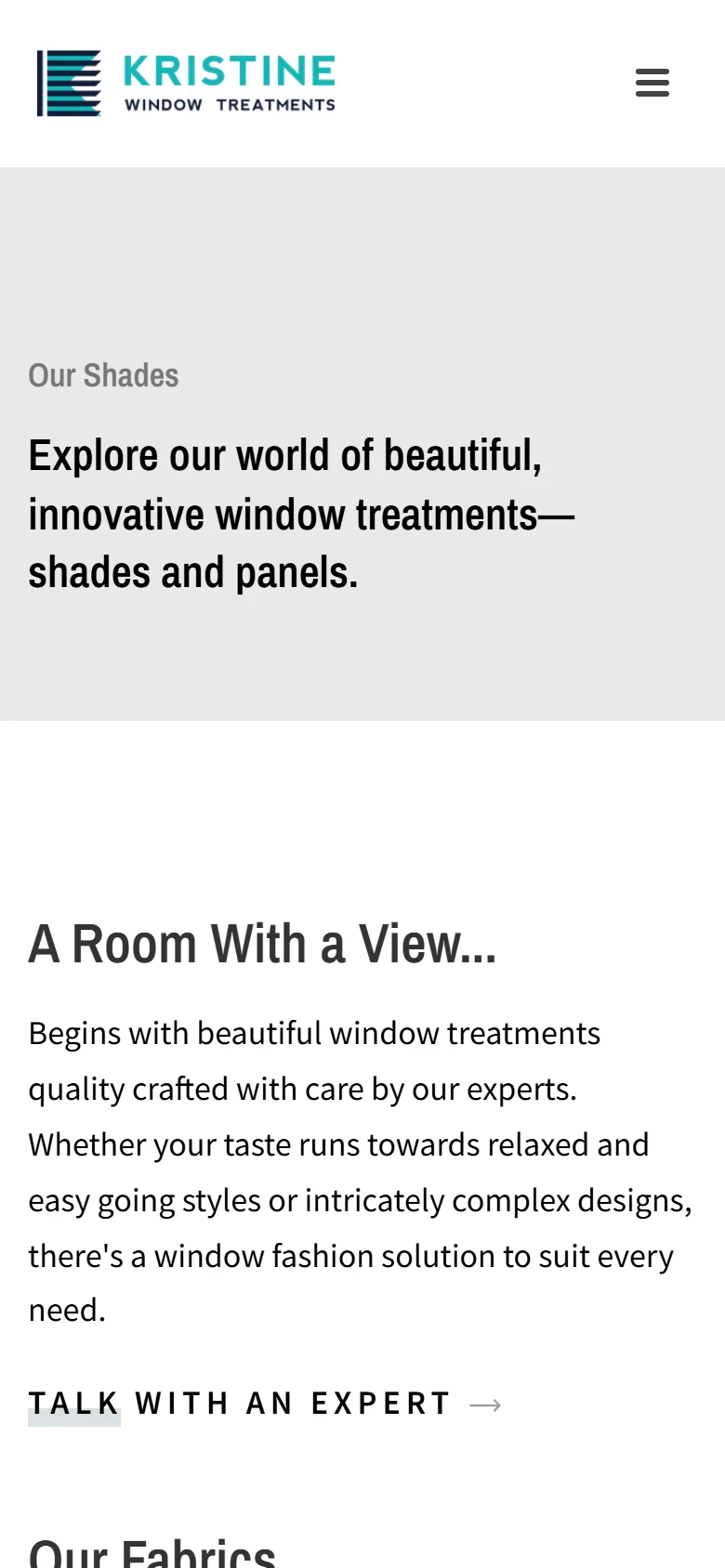 Shades page on a phone