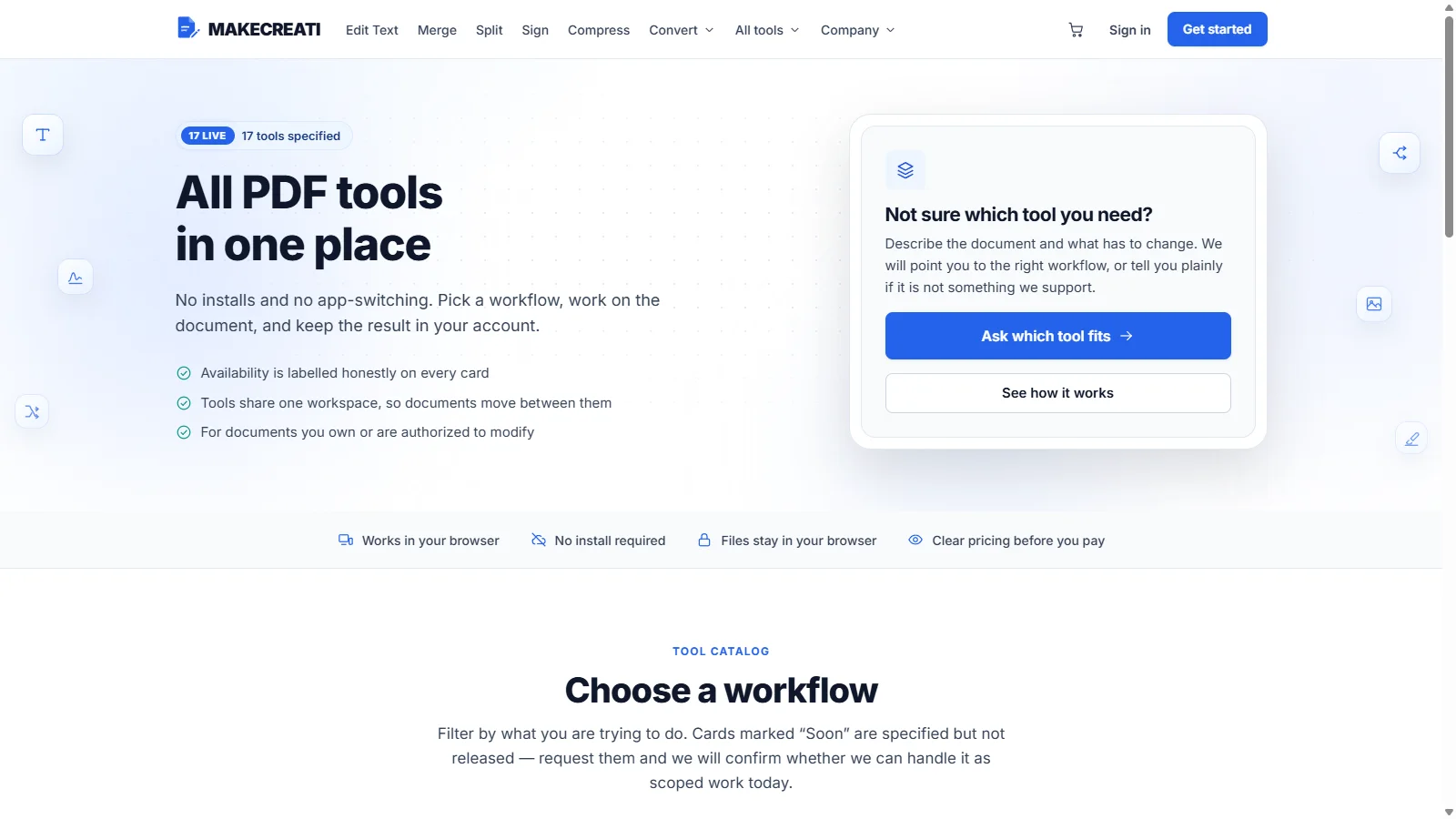 The tool catalogue