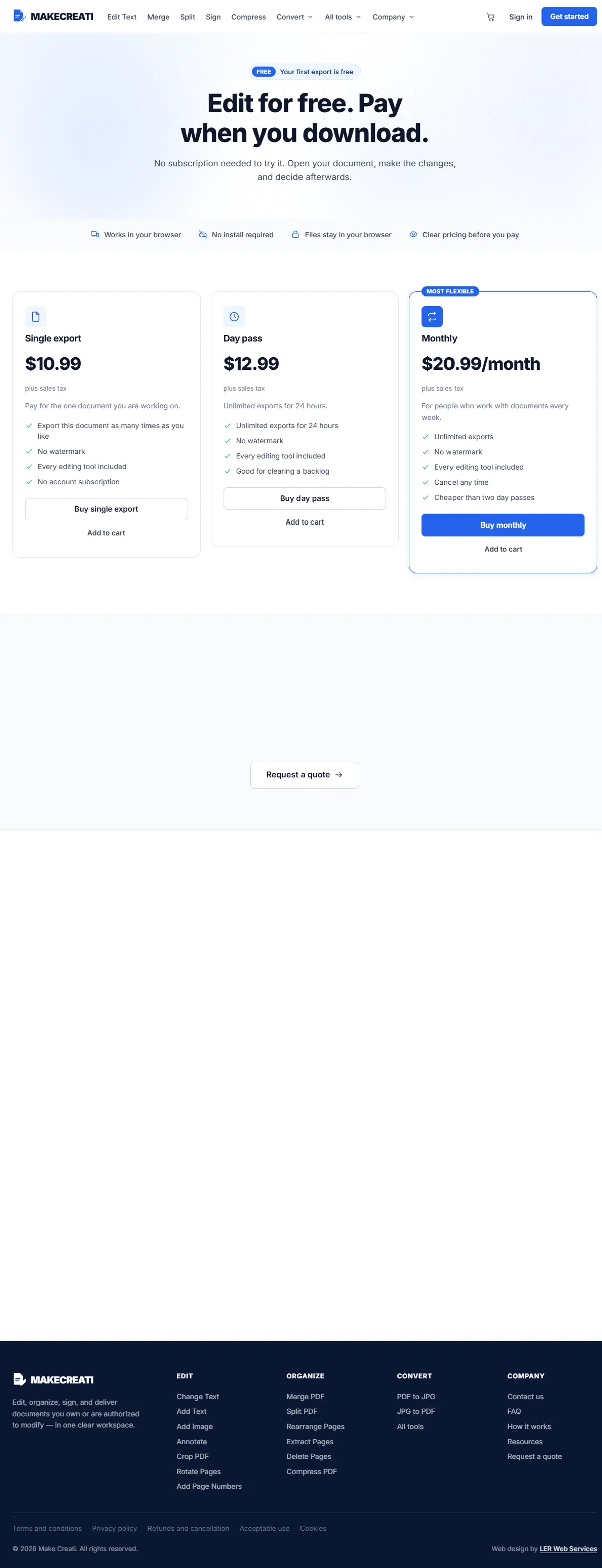 Pricing page, full length