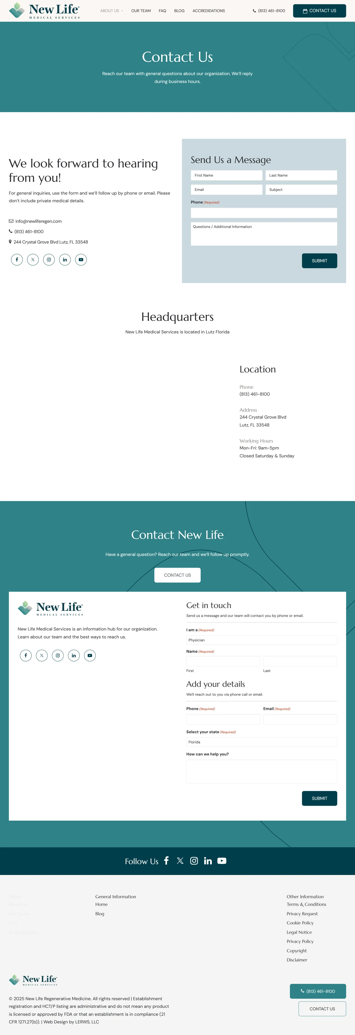 Contact page, full length