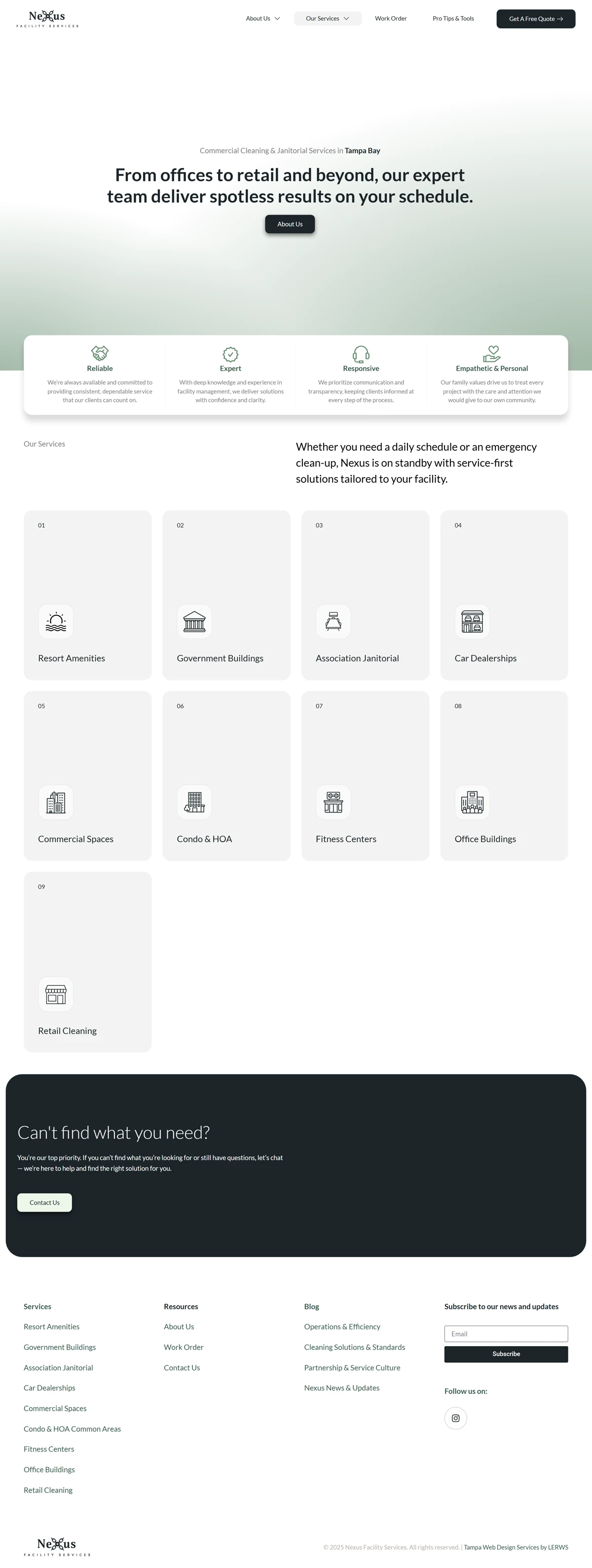 Services page, full length
