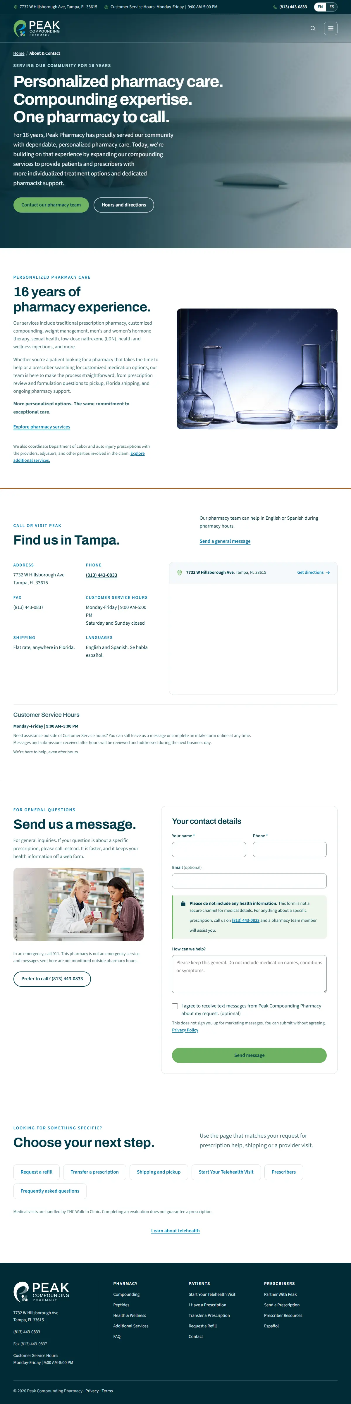 Contact page, full length