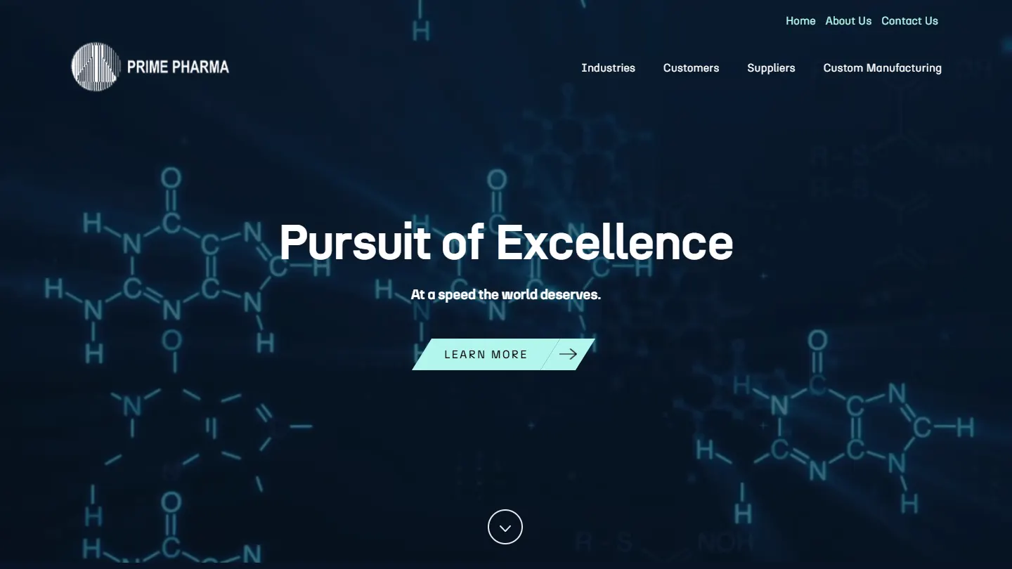 The homepage scrolling, recorded from prime-pharma.com