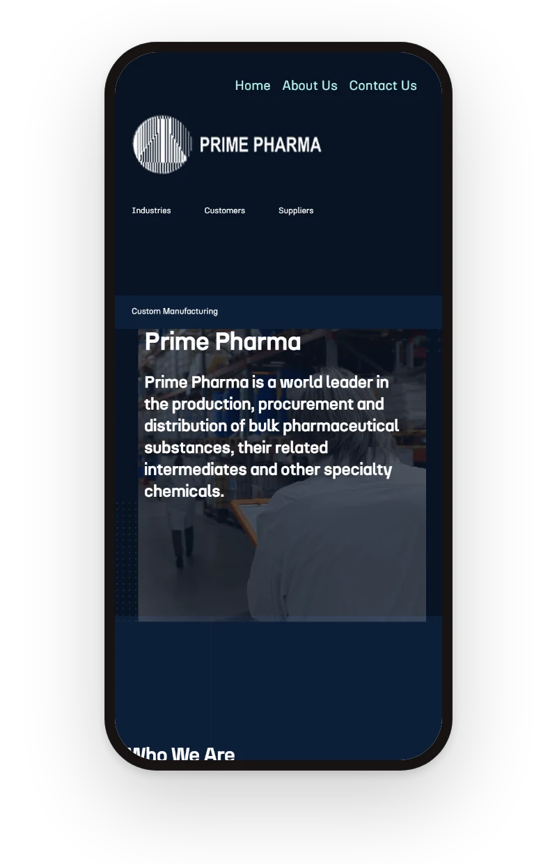 About page on a phone