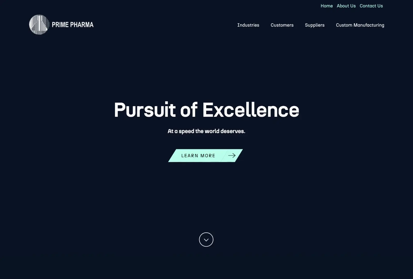 Site tour of prime-pharma.com: the homepage, two inner pages, the site on phones and the Prime Pharma logo