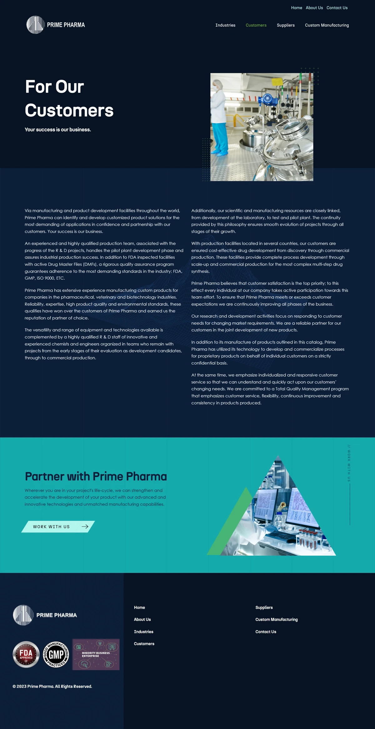 Customers page, full length