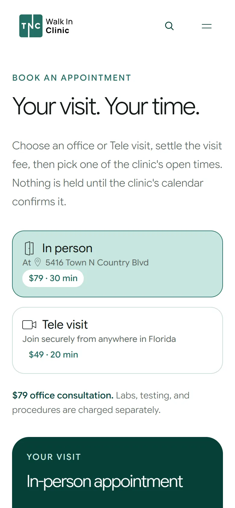 Página de reservas en un teléfono