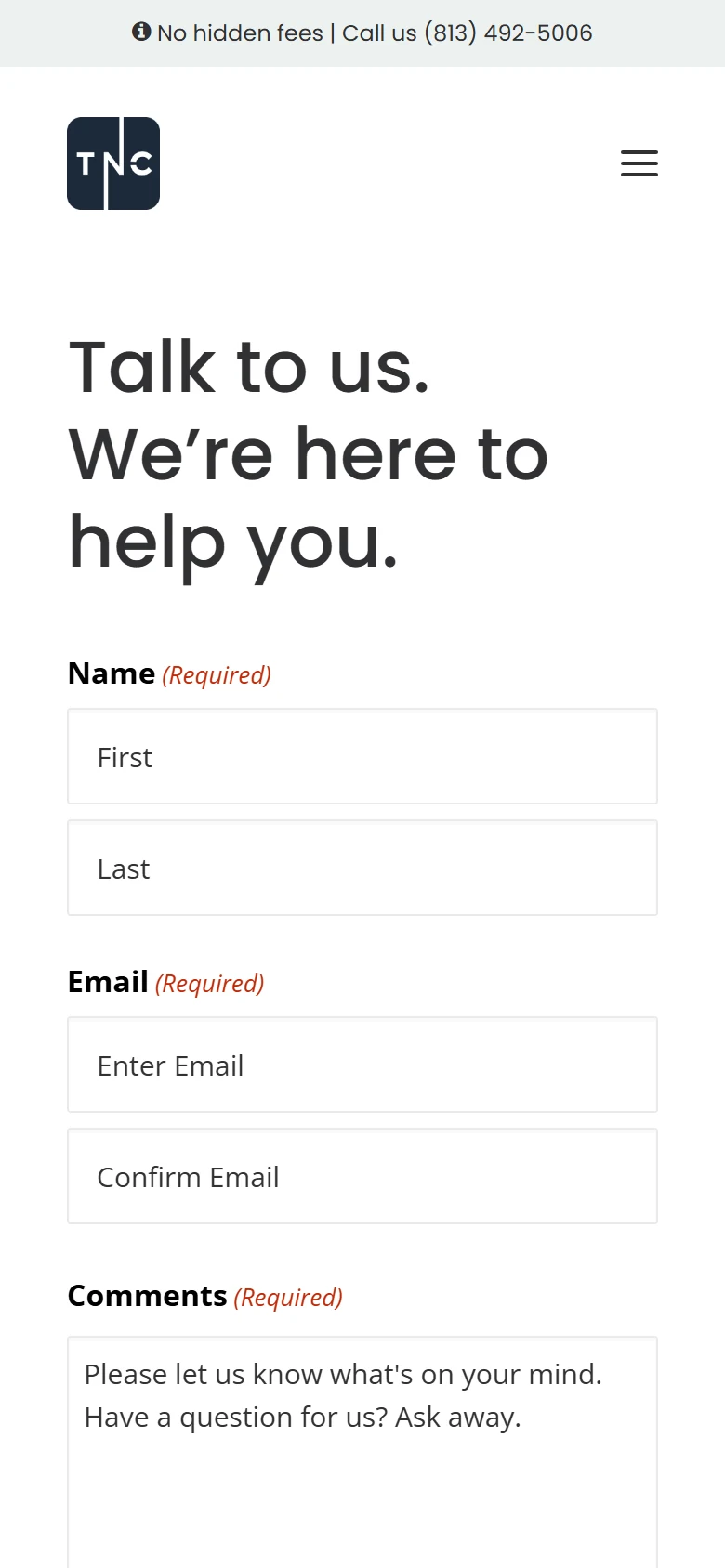 Contact page on a phone