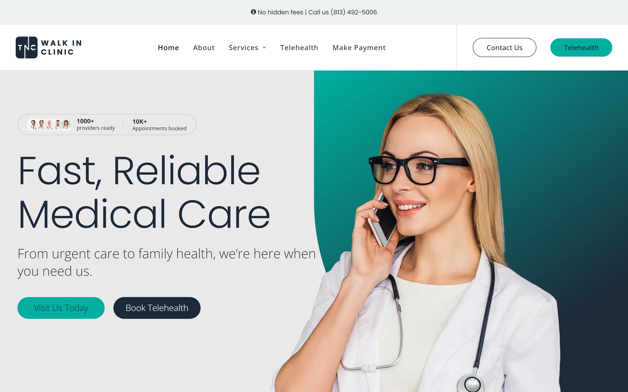 TNC Walk In Clinic homepage