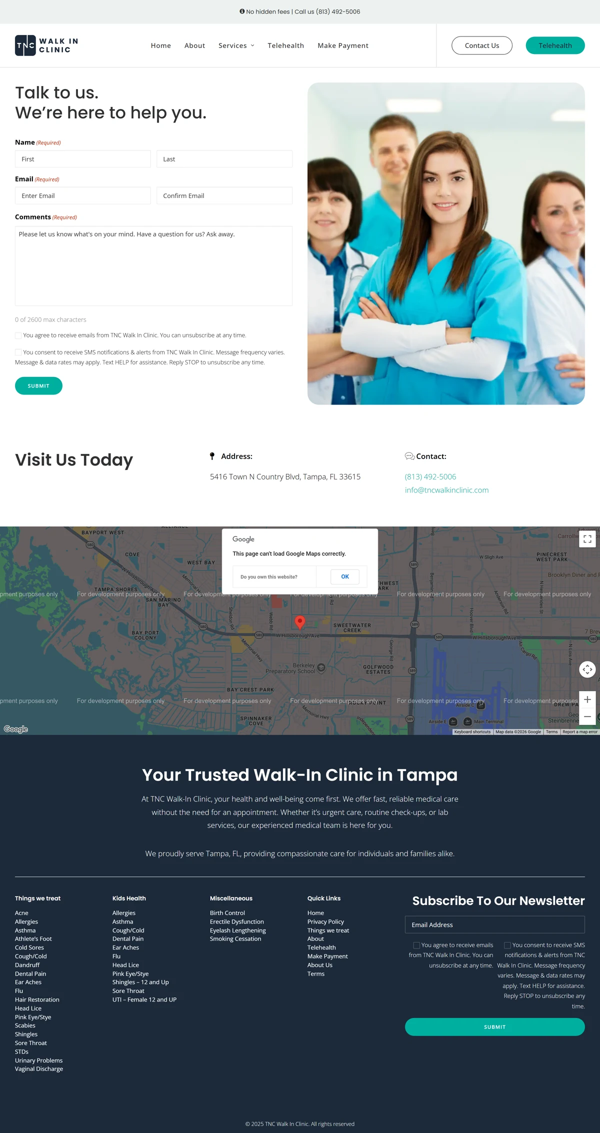 Contact page, full length