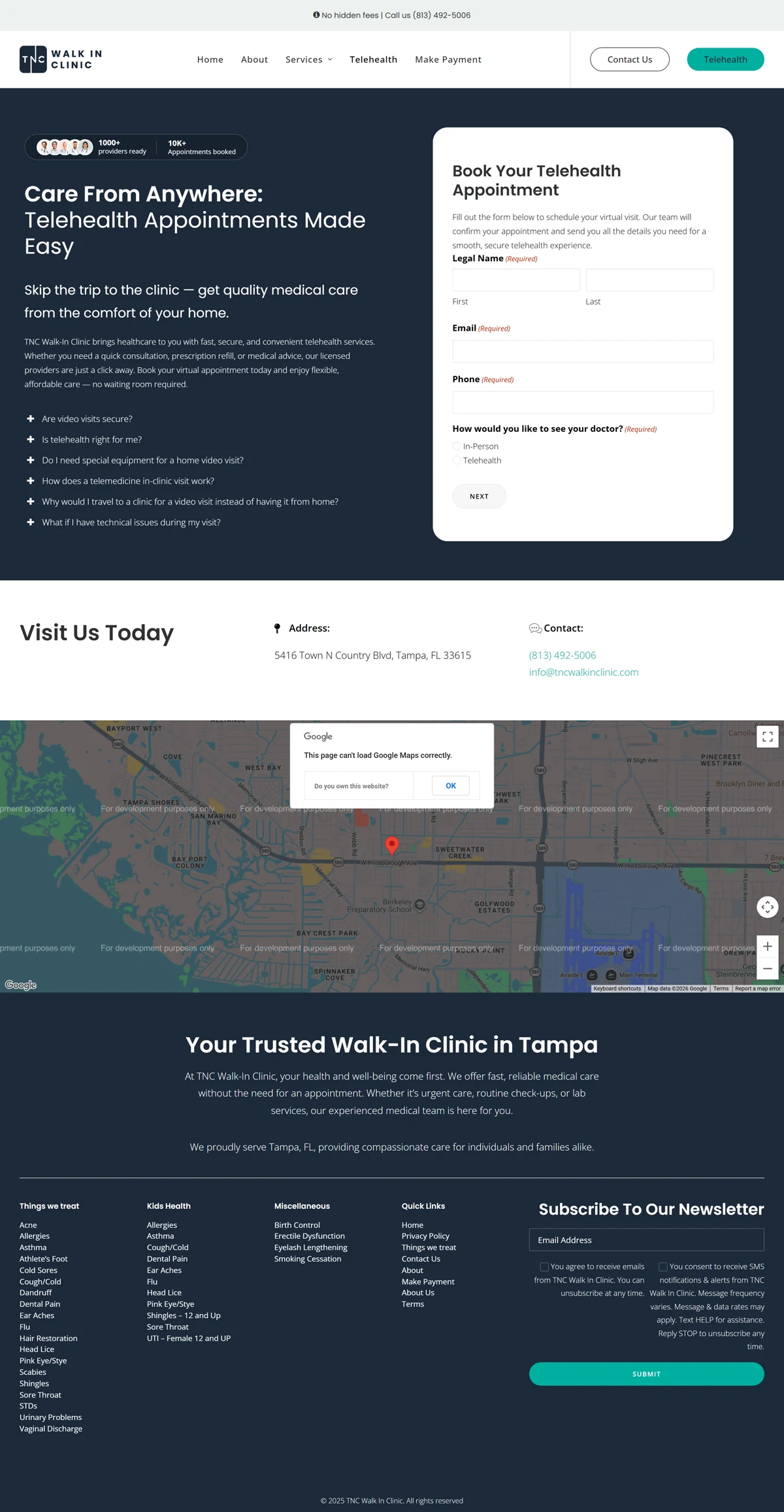 Telehealth page, full length