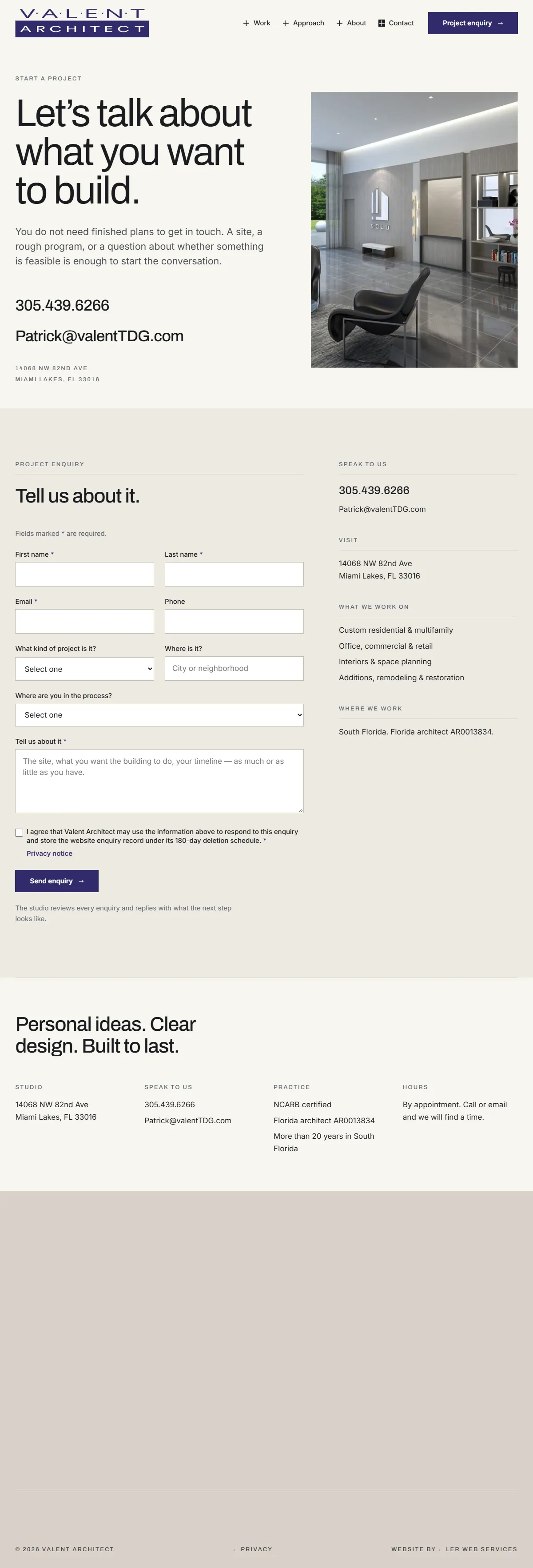 Contact page, full length